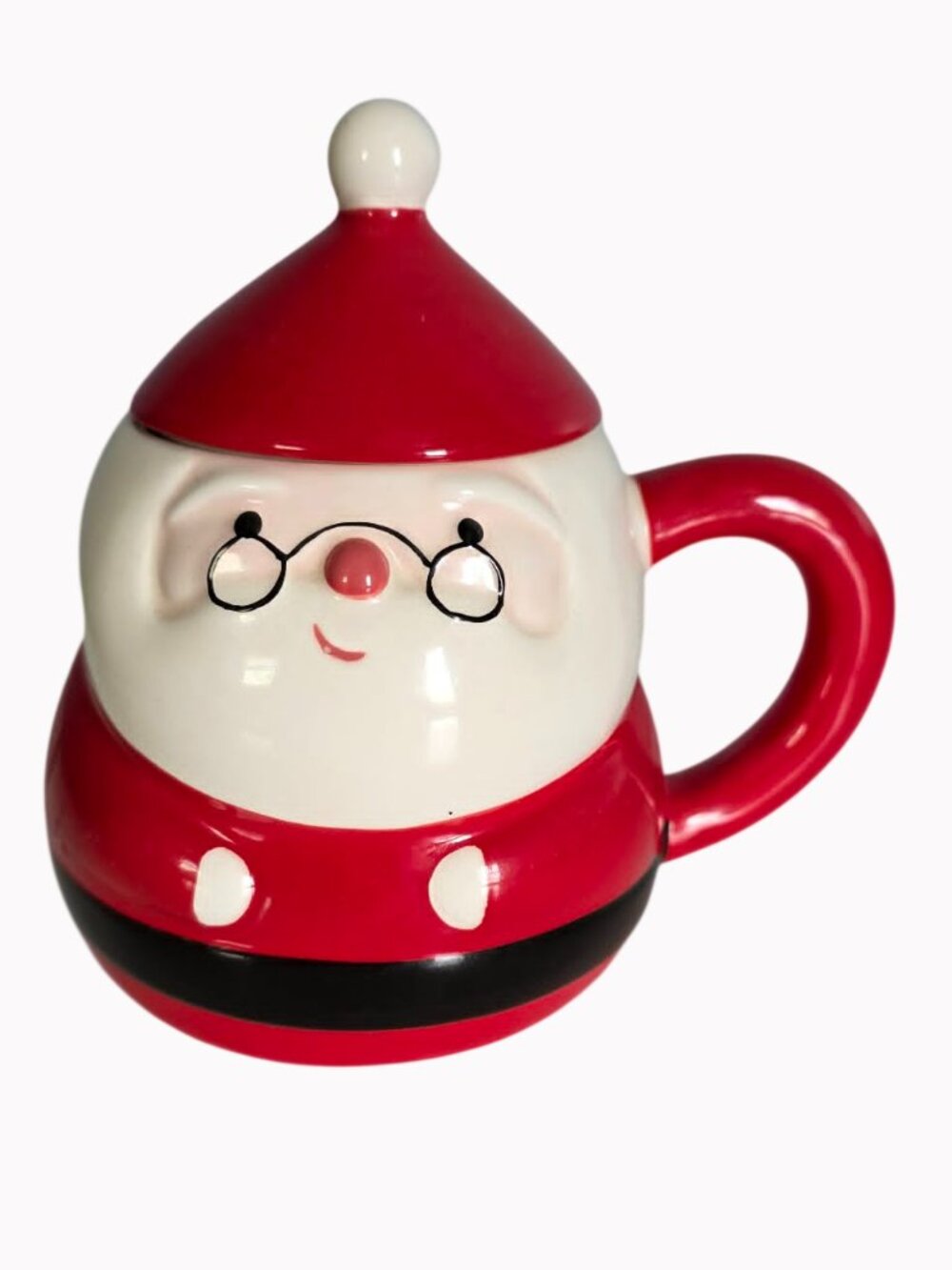 St. Nicholas Square Lidded Jolly Santa Ceramic Mug